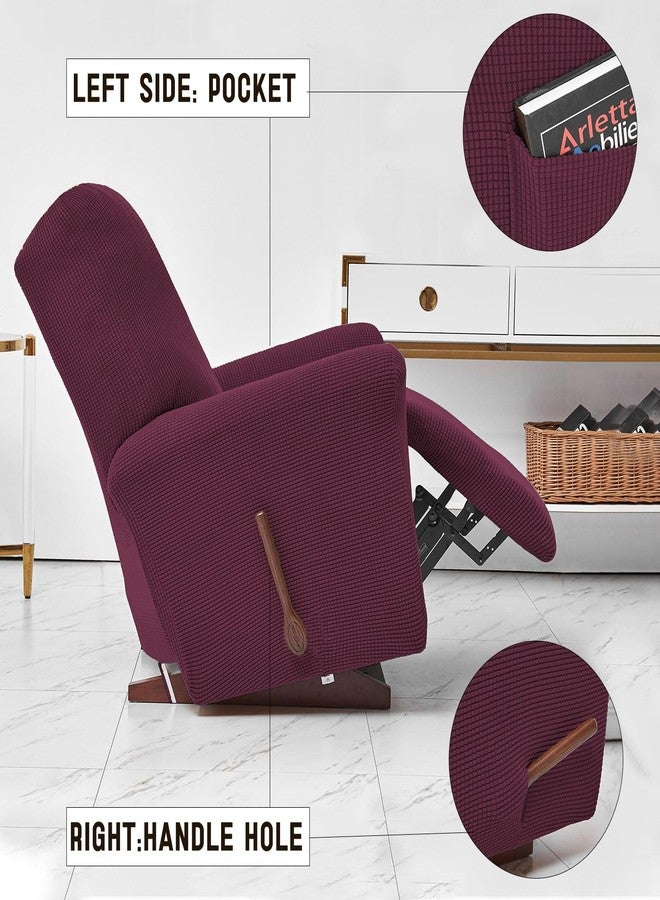 Qubjus غطاء كرسي استرخاء مطاطي من كيوبجوس، 4 قطع، غطاء كرسي استرخاء لمقعد واحد، أغطية أريكة مطاطية كلاسيكية ناعمة لحماية الأثاث مع جيب (كرسي استرخاء، لون التوت البري) - Image 5